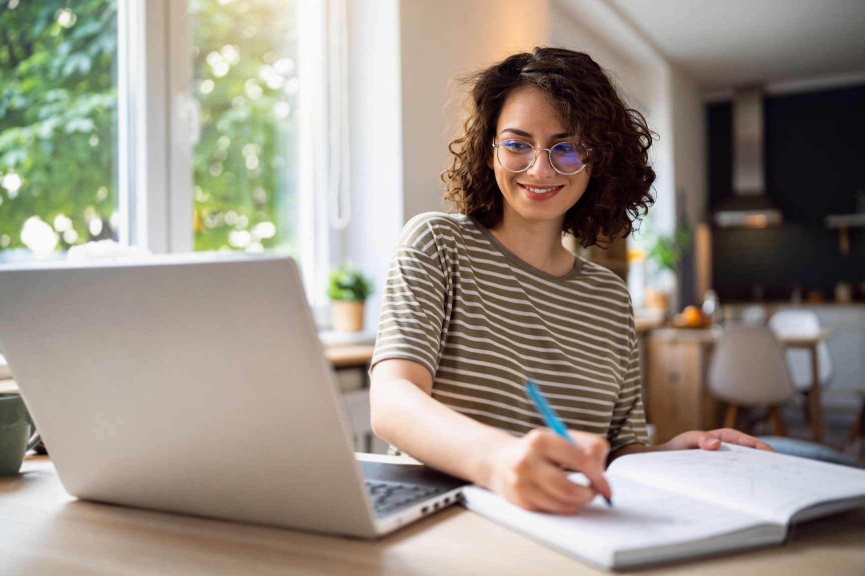 Student studying with a laptop